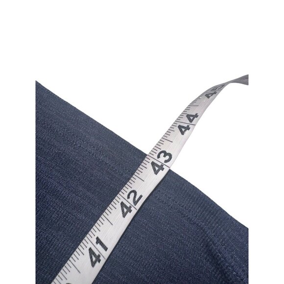 RD Style Long Sleeve Midi Dress Sz M Navy Blue Rayon Blend Knit V Neck - Picture 7 of 7